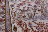 Ivory Isfahan Authentic Persian Hand Knotted Wool & Silk Area Rug - 5' 1" X 7' 9" - Golden Nile