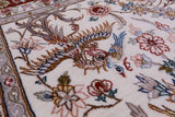 Ivory Isfahan Authentic Persian Hand Knotted Wool & Silk Area Rug - 5' 1" X 7' 9" - Golden Nile