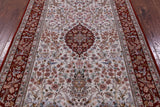 Ivory Isfahan Authentic Persian Hand Knotted Wool & Silk Area Rug - 5' 1" X 7' 9" - Golden Nile