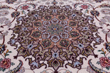 Ivory Isfahan Authentic Persian Hand Knotted Wool & Silk Area Rug - 5' 2" X 7' 9" - Golden Nile