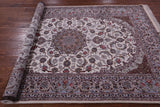 Ivory Isfahan Authentic Persian Hand Knotted Wool & Silk Area Rug - 5' 2" X 7' 9" - Golden Nile