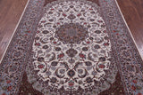 Ivory Isfahan Authentic Persian Hand Knotted Wool & Silk Area Rug - 5' 2" X 7' 9" - Golden Nile