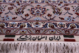 Ivory Isfahan Authentic Persian Hand Knotted Wool & Silk Area Rug - 5' 2" X 7' 9" - Golden Nile
