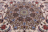 Ivory Isfahan Authentic Persian Hand Knotted Wool & Silk Area Rug - 5' 1" X 8' 1" - Golden Nile