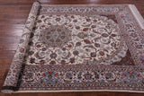 Ivory Isfahan Authentic Persian Hand Knotted Wool & Silk Area Rug - 5' 1" X 8' 1" - Golden Nile