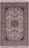 Ivory Isfahan Authentic Persian Hand Knotted Wool & Silk Area Rug - 5' 1" X 8' 1" - Golden Nile