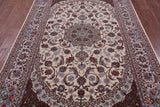 Ivory Isfahan Authentic Persian Hand Knotted Wool & Silk Area Rug - 5' 1" X 8' 1" - Golden Nile