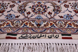 Ivory Isfahan Authentic Persian Hand Knotted Wool & Silk Area Rug - 5' 1" X 8' 1" - Golden Nile