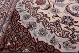 Ivory Isfahan Authentic Persian Hand Knotted Wool & Silk Area Rug - 5' 1" X 8' 1" - Golden Nile