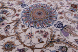 Ivory Persian Signed Authentic Isfahan Wool & Silk Rug - 3' 8" X 5' 4" - Golden Nile