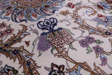 Ivory Persian Signed Authentic Isfahan Wool & Silk Rug - 3' 8" X 5' 4" - Golden Nile