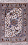 Ivory Persian Signed Authentic Isfahan Wool & Silk Rug - 3' 8" X 5' 4" - Golden Nile