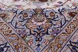Ivory Persian Signed Authentic Isfahan Wool & Silk Rug - 3' 8" X 5' 4" - Golden Nile