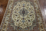 Authentic Isfahan Signed Wool & Silk Persian Rug 3' 8" X 5' 1" - Golden Nile