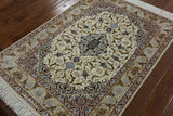 Authentic Isfahan Signed Wool & Silk Persian Rug 3' 8" X 5' 1" - Golden Nile