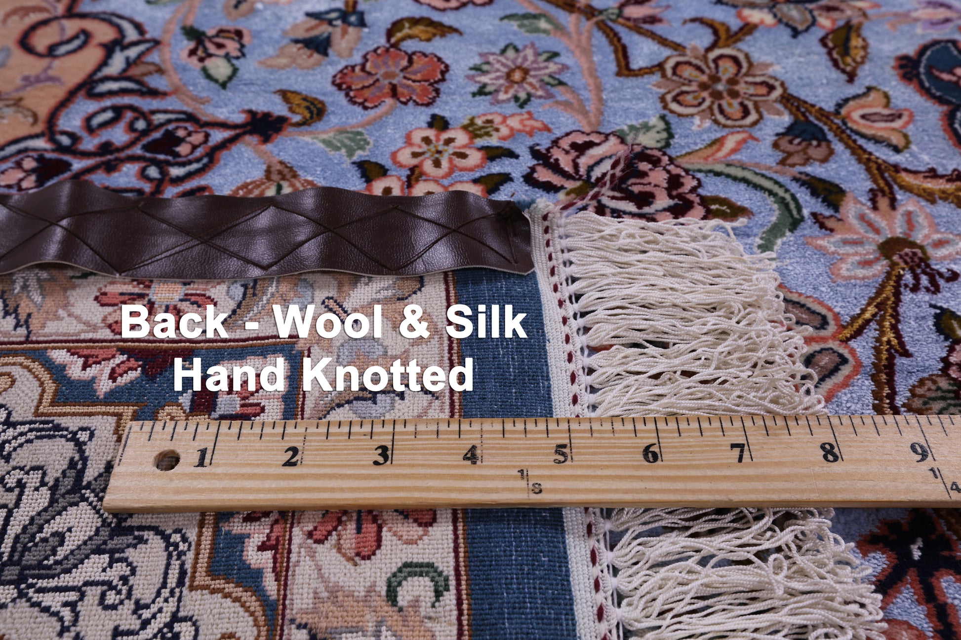 Blue Signed Isfahan Authentic Persian Hand Knotted Wool & Silk Area Rug - 5' 0" X 7' 8" - Golden Nile