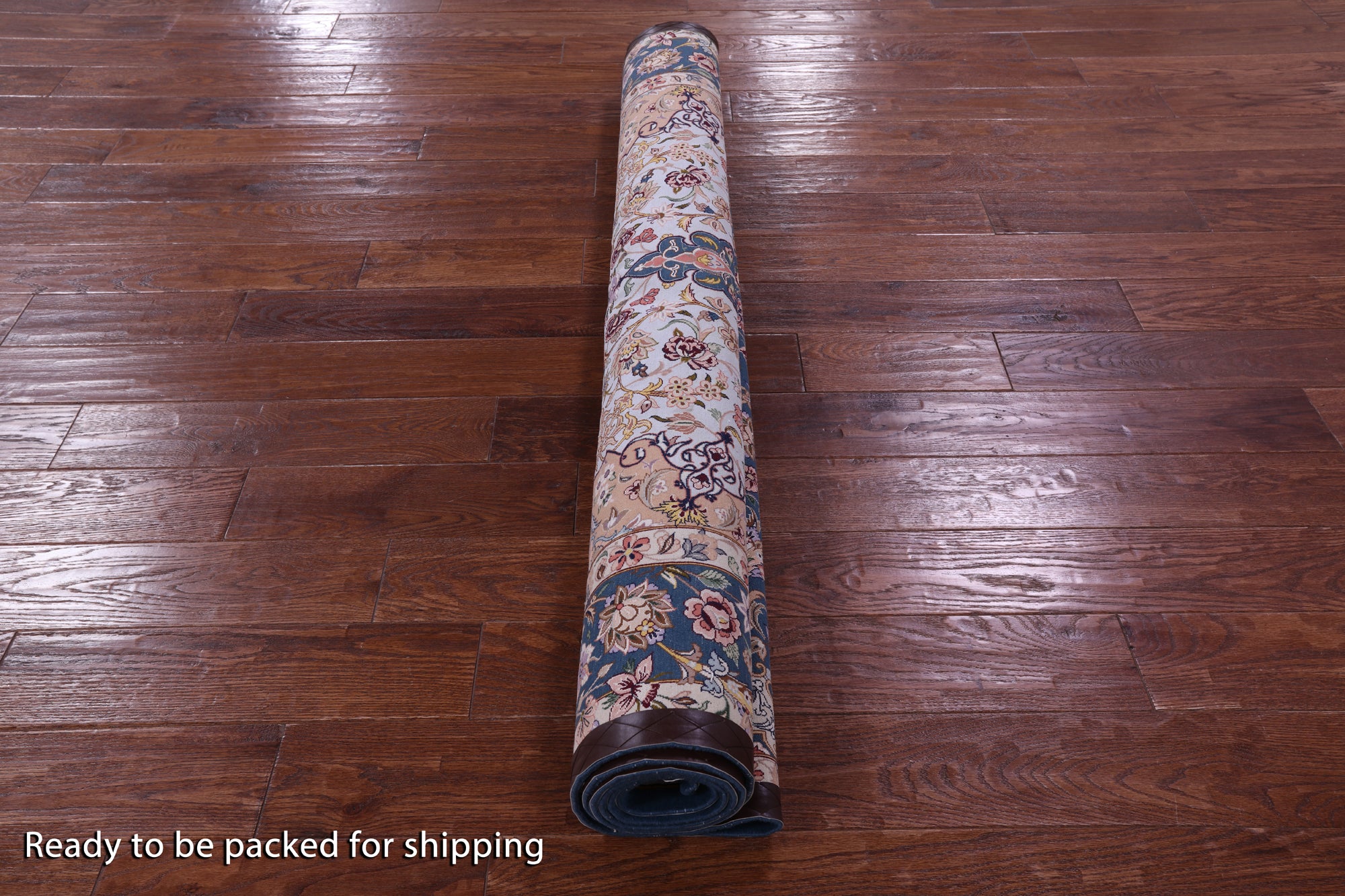 Blue Signed Isfahan Authentic Persian Hand Knotted Wool & Silk Area Rug - 5' 0" X 7' 8" - Golden Nile