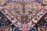 Blue Signed Isfahan Authentic Persian Hand Knotted Wool & Silk Area Rug - 5' 0" X 7' 8" - Golden Nile