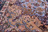 Blue Signed Isfahan Authentic Persian Hand Knotted Wool & Silk Area Rug - 5' 0" X 7' 8" - Golden Nile