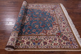 Signed Isfahan Authentic Persian Hand Knotted Wool & Silk Area Rug - 4' 11" X 7' 5" - Golden Nile