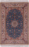 Signed Isfahan Authentic Persian Hand Knotted Wool & Silk Area Rug - 4' 11" X 7' 5" - Golden Nile