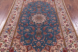 Signed Isfahan Authentic Persian Hand Knotted Wool & Silk Area Rug - 4' 11" X 7' 5" - Golden Nile