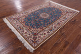 Signed Isfahan Authentic Persian Hand Knotted Wool & Silk Area Rug - 4' 11" X 7' 5" - Golden Nile