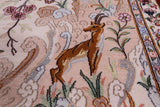 Ivory Signed Isfahan Authentic Persian Pictorial Hand Knotted Wool & Silk Area Rug - 5' 1" X 7' 10" - Golden Nile