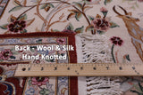 Ivory Signed Isfahan Authentic Persian Pictorial Hand Knotted Wool & Silk Area Rug - 5' 1" X 7' 10" - Golden Nile