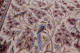 Ivory Signed Isfahan Authentic Persian Pictorial Hand Knotted Wool & Silk Area Rug - 5' 1" X 7' 10" - Golden Nile