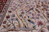 Ivory Signed Isfahan Authentic Persian Pictorial Hand Knotted Wool & Silk Area Rug - 5' 1" X 7' 10" - Golden Nile