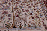 Ivory Signed Isfahan Authentic Persian Pictorial Hand Knotted Wool & Silk Area Rug - 5' 1" X 7' 10" - Golden Nile