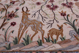 Ivory Signed Isfahan Authentic Persian Pictorial Hand Knotted Wool & Silk Area Rug - 5' 1" X 7' 10" - Golden Nile