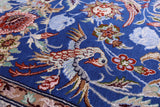Blue Signed Isfahan Authentic Persian Hand Knotted Wool & Silk Area Rug - 5' 1" X 7' 7" - Golden Nile