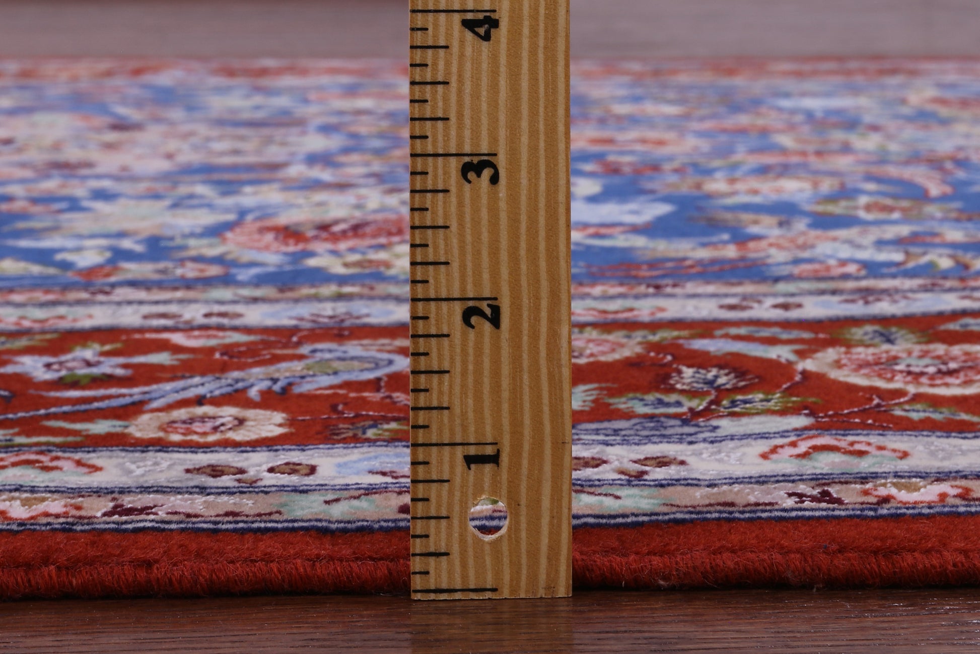 Blue Signed Isfahan Authentic Persian Hand Knotted Wool & Silk Area Rug - 5' 1" X 7' 7" - Golden Nile