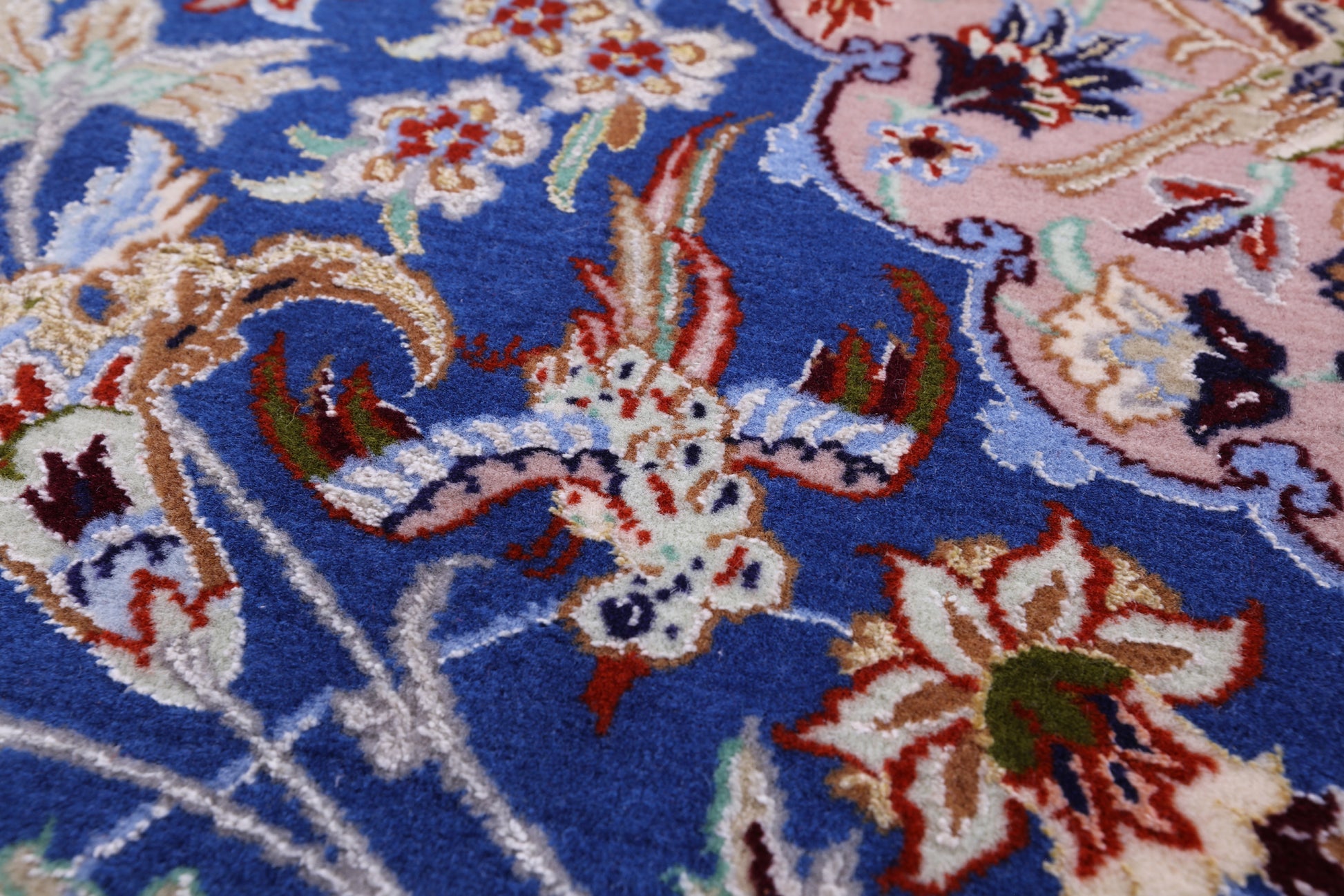 Blue Signed Isfahan Authentic Persian Hand Knotted Wool & Silk Area Rug - 5' 1" X 7' 7" - Golden Nile