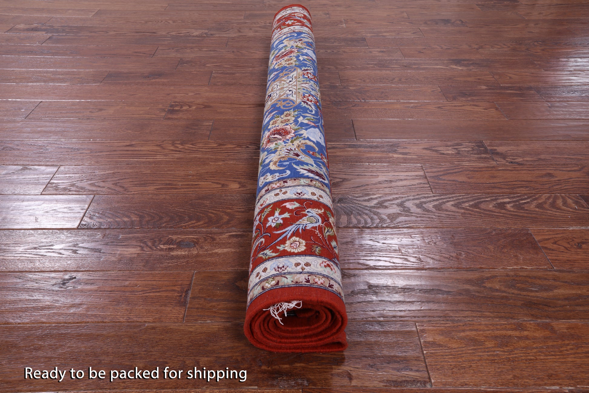 Blue Signed Isfahan Authentic Persian Hand Knotted Wool & Silk Area Rug - 5' 1" X 7' 7" - Golden Nile
