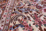 Ivory Signed Isfahan Authentic Persian Hand Knotted Wool & Silk Rug - 5' 1" X 7' 7" - Golden Nile