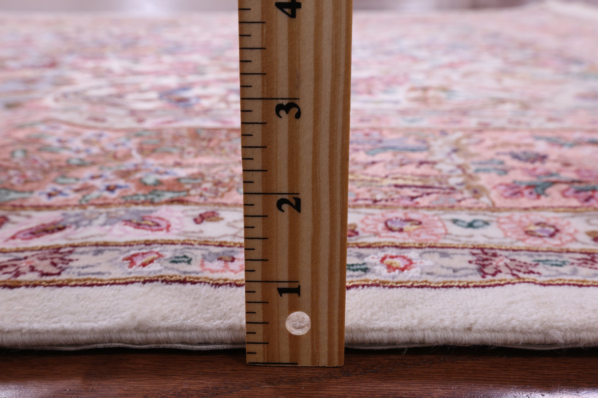 Ivory Signed Isfahan Authentic Persian Hand Knotted Wool & Silk Rug - 5' 1" X 7' 7" - Golden Nile