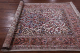 Ivory Signed Isfahan Authentic Persian Hand Knotted Wool & Silk Rug - 5' 1" X 7' 7" - Golden Nile