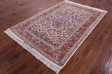 Ivory Signed Isfahan Authentic Persian Hand Knotted Wool & Silk Rug - 5' 1" X 7' 7" - Golden Nile