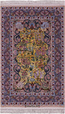 Gold Signed Isfahan Authentic Persian Hand Knotted Wool & Silk Area Rug - 4' 9" X 7' 3" - Golden Nile