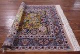 Gold Signed Isfahan Authentic Persian Hand Knotted Wool & Silk Area Rug - 4' 9" X 7' 3" - Golden Nile