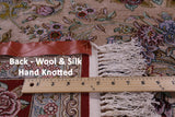 Ivory Signed Isfahan Authentic Persian Hand Knotted Wool & Silk Area Rug - 5' 0" X 7' 8" - Golden Nile