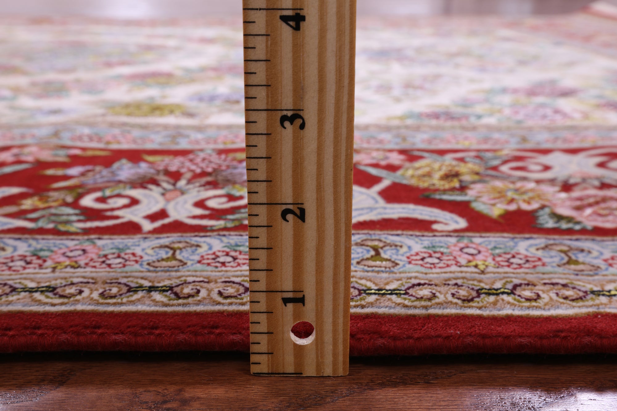 Ivory Signed Isfahan Authentic Persian Hand Knotted Wool & Silk Area Rug - 5' 0" X 7' 8" - Golden Nile