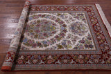 Ivory Signed Isfahan Authentic Persian Hand Knotted Wool & Silk Area Rug - 5' 0" X 7' 8" - Golden Nile