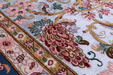 Blue Signed Isfahan Authentic Persian Hand Knotted Wool & Silk Area Rug - 5' 0" X 7' 7" - Golden Nile