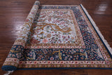 Blue Signed Isfahan Authentic Persian Hand Knotted Wool & Silk Area Rug - 5' 0" X 7' 7" - Golden Nile