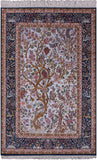 Blue Signed Isfahan Authentic Persian Hand Knotted Wool & Silk Area Rug - 5' 0" X 7' 7" - Golden Nile