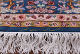 Blue Signed Isfahan Authentic Persian Hand Knotted Wool & Silk Area Rug - 5' 0" X 7' 7" - Golden Nile